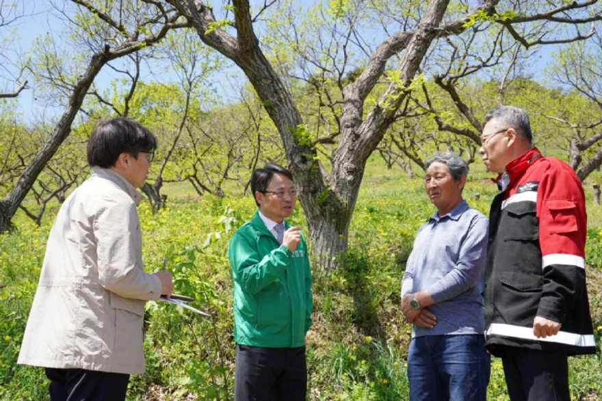 사진1.박은식 산림청장(왼쪽에서 두번째)이 24일 밤 재배임가를 방문해 민생현장을 점검하고 있다.jpg