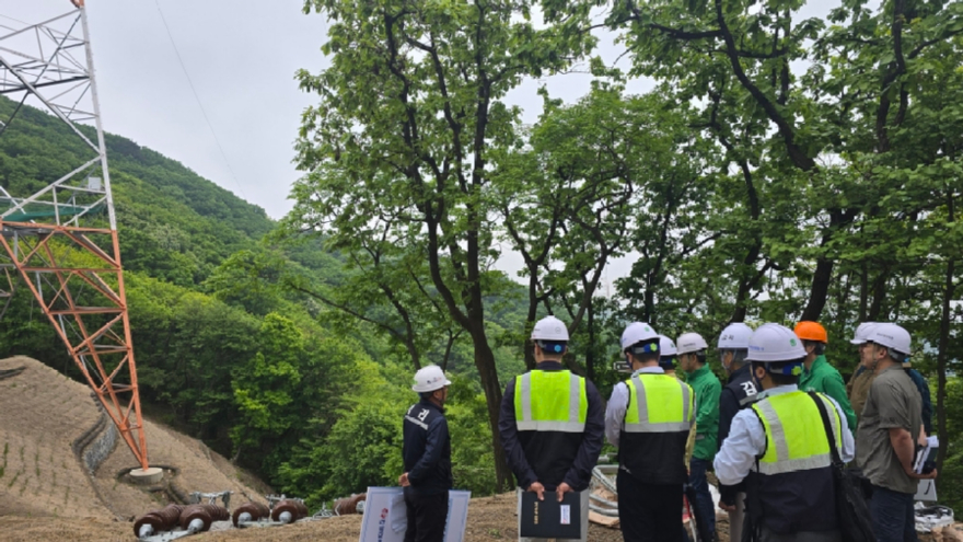 사진2.산림청 관계자들이 경기도 고양시 덕양구 벽제동에 위치한 송전철탑 공사현장을 점검하고 있다.jpg