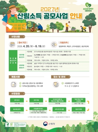 산림청, 2027년 임산물 생산기반 조성 공모사업 추진…258억 규모