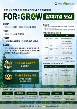 한국산림복지진흥원, 산림복지 분야 초기 창업기업 10곳 육성
