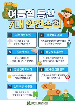 한국등산·트레킹지원센터, 여름철 안전한 산행 위한 7대 수칙 안내