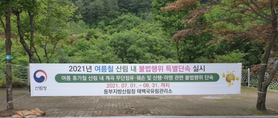 “태백국유림관리소, 2021년 여름철 산림 내 불법행위 특별단속 실시”