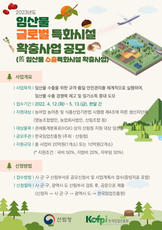 2023년도 임산물 글로벌 특화시설 확충사업 사업자 공모