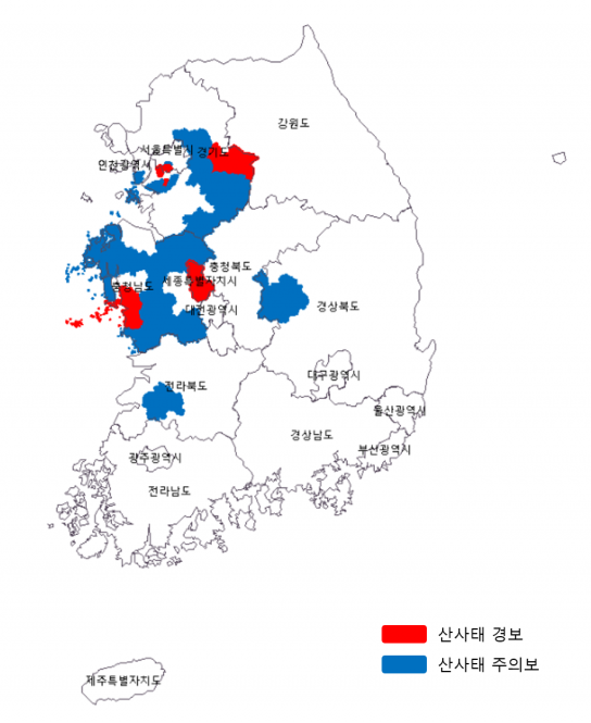 [11보] 전국 29개 시·군 산사태 예보 발령