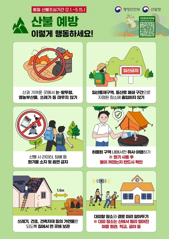 산림청, 남부지역 산불재난 국가위기경보를 ‘주의’로 상향