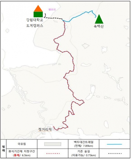 백두대간 트레일(정거리재 – 육백산) 휴식기간제 실시