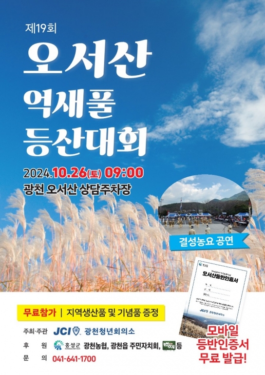 홍성군, 오서산 억새풀 장관 속 등산대회 개최