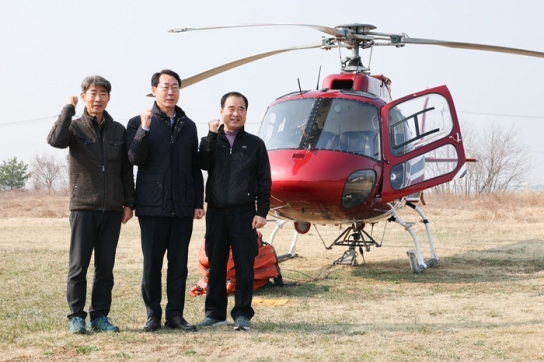 정명근 화성특례시장, 산불진화 헬기 계류장 방문해 봄철산불 예방 및 초기진화에 총력 당부